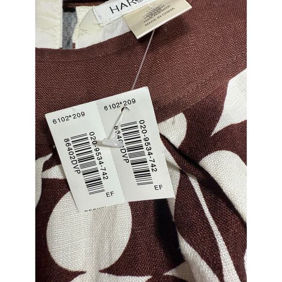 NWT Harold’s Brown White Geometric Print Sleeveless Linen Dress – Size 10 - Picture 8 of 9